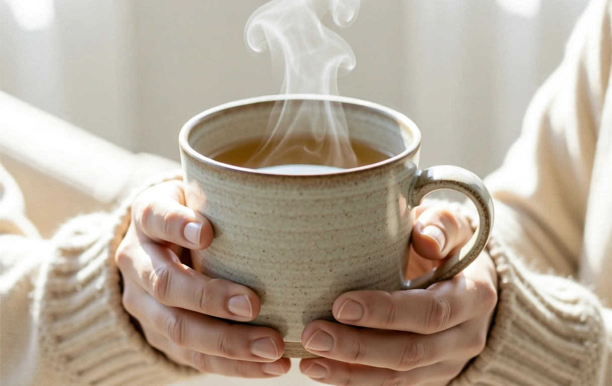 Moment de pause avec infusion